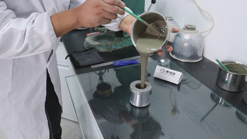 Pouring grout into the mold